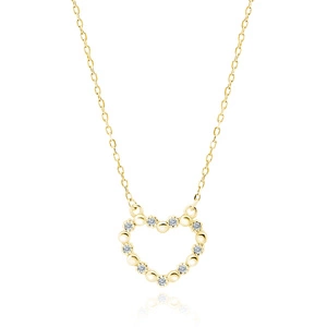 Silver (925) gold-plated necklace - heart with zirconias