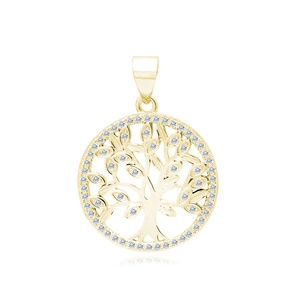 Silver (925) gold-plated pendant with white zirconias - Lucky Tree