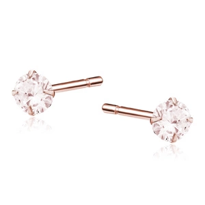 Silver (925) rose gold-plated earrings round zirconia diameter 4mm