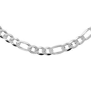 Silver (925) diamond-cut chain - figaro extra flat Ø 180 rhodium-plated