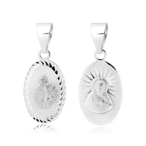 Silver (925) pendant diamond cut - Scapular Mary / Jesus