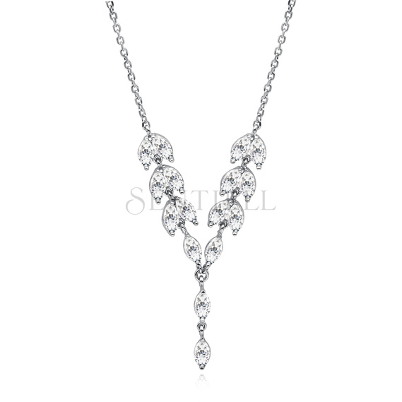 Silver (925) stylish, bridal necklace with zirconia.