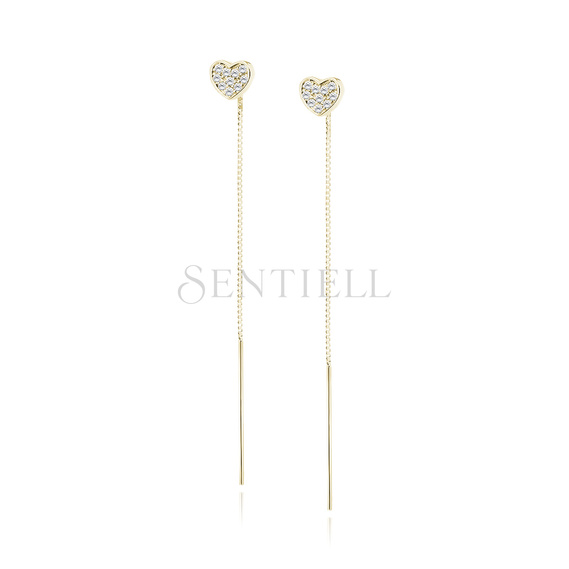 Silver (925) gold-plated hearts earrings with zirconias