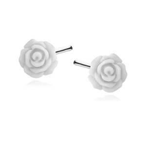 Silver (925) earrings roses - light gray