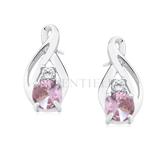 Silver (925) earrings with light pink zirconia