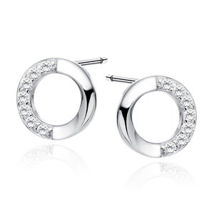 Silver (925) earrings circles with white zirconias