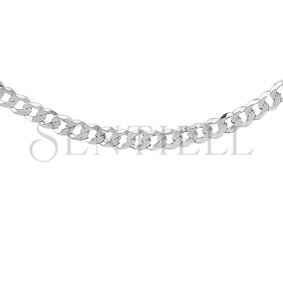 Silver (925) diamond-cut chain - curb extra flat Ø 120 rhodium-plated