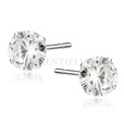 Silver (925) earrings round white zirconia diameter 7mm