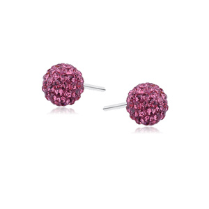 Silver (925) Earrings disco ball 6mm rose