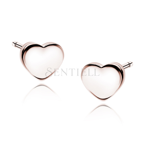 Silver (925) rose gold-plated earrings - hearts