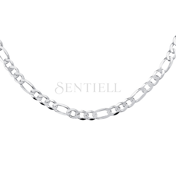 Silver (925) diamond-cut chain - figaro extra flat Ø 150 rhodium-plated