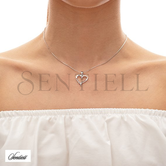 Silver (925) gold-plated pendant - love, heart with zirconia