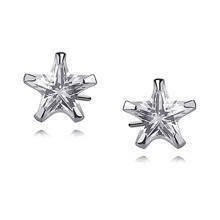 Silver (925) earrings white zirconia 7 x 7mm stars