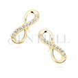 Silver (925) Earrings white zirconia - gold-plated infinity