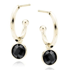 Silver (925) elegant gold-plated earrings with black zirconia