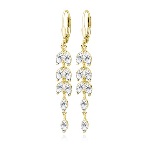 Silver (925) gold-plated earrings long leafs with zirconia