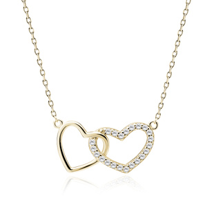 Silver (925) necklace with hearts pendant, gold-plated