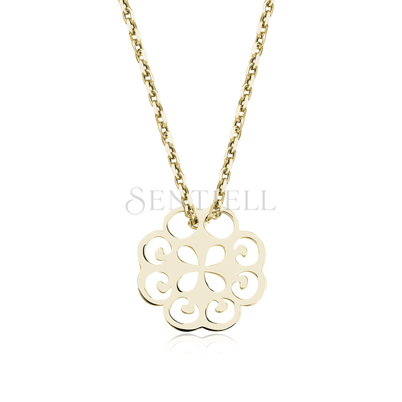 Silver (925) necklace with open-work pendant, gold-plated