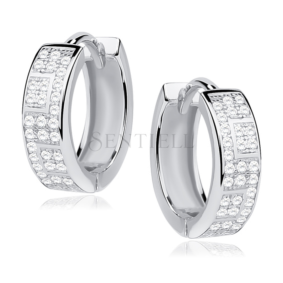 Silver (925) earrings hoop with zirconia