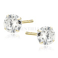 Silver (925) gold-plated earrings round white zirconia diameter 7mm