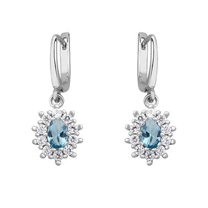 Silver (925) Earrings aquamarine colored zirconia