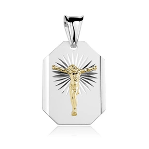 Silver (925) pendant Jesus on cross gold-plated