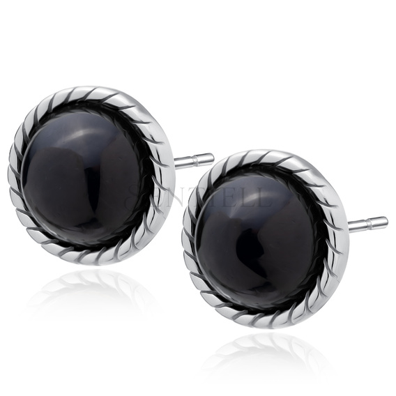 Silver (925) earings with black onyx