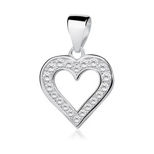 Silver (925) pendant white zirconia - heart