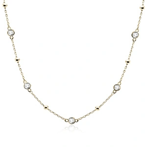 Silver (925) gold-plated necklace with balls and white zirconias