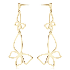 Silver (925) gold-plated earrings - butterflies