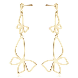 Silver (925) gold-plated earrings - butterflies