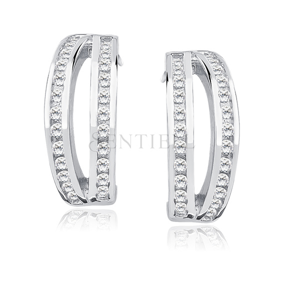 Silver (925) elegant earrings with zirconia