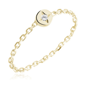 Silver (925) ring - chain with zirconia - gold-plated