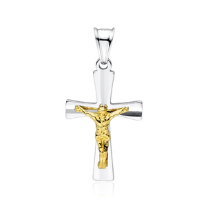 Silver (925) diamond cut pendant cross, gold-plated