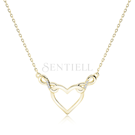 Silver (925) gold-plated necklace - heart and infinities with white zirconias