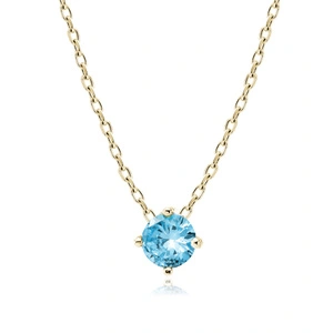 Silver (925) gold-plated necklace with aquamarine zirconia