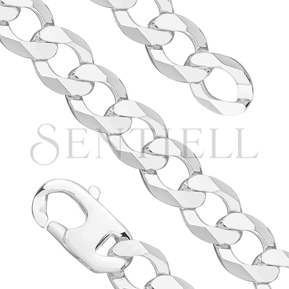 Silver (925) diamond-cut bracelet - curb extra flat Ø 400