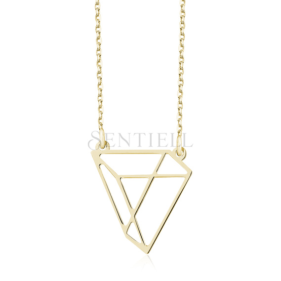 Silver (925) necklace - Origami triangle, gold-plated