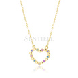 Silver (925) gold-plated necklace - heart with zirconias