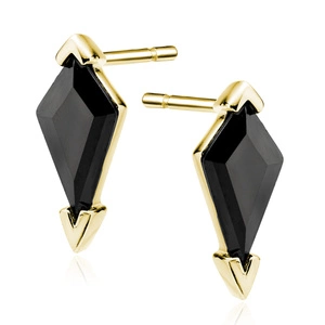 Silver (925) gold-plated earrings with black zirconias