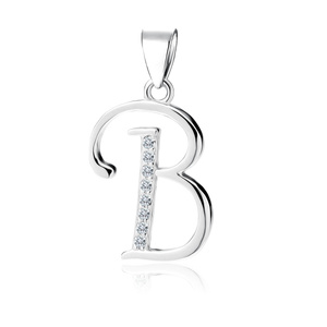 Silver (925) pendant with white zirconias - letter B