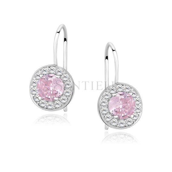 Silver (925) Earrings light pink colored zirconia