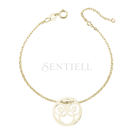 Silver (925) bracelet - openwork circle, gold-plated