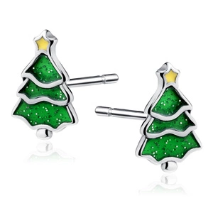 Silver (925) earrings - Christmas tree