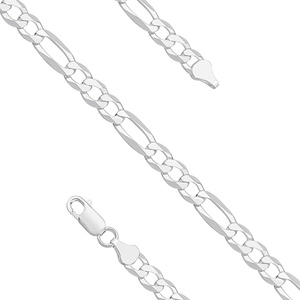 Silver (925) diamond-cut bracelet - figaro extra flat Ø 140