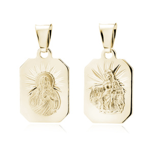Silver (925) gold-plated pendant - Jesus Christ / Scapular Mary, Blessed Virgin - double sided
