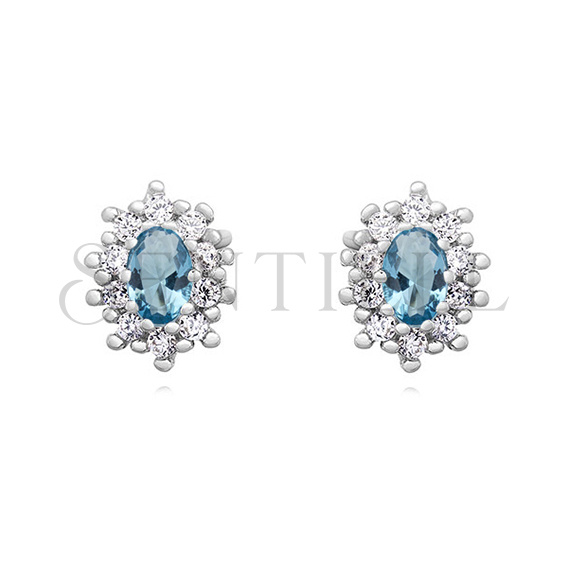 Silver (925) Earrings aquamarine colored zirconia