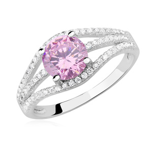 Silver (925) ring with light pink zirconia