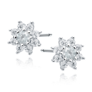 Silver (925) earings - flower with white zirconias