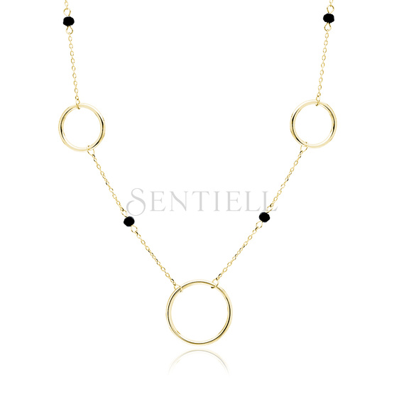 Silver (925) gold-plated necklace with circles and black spinels